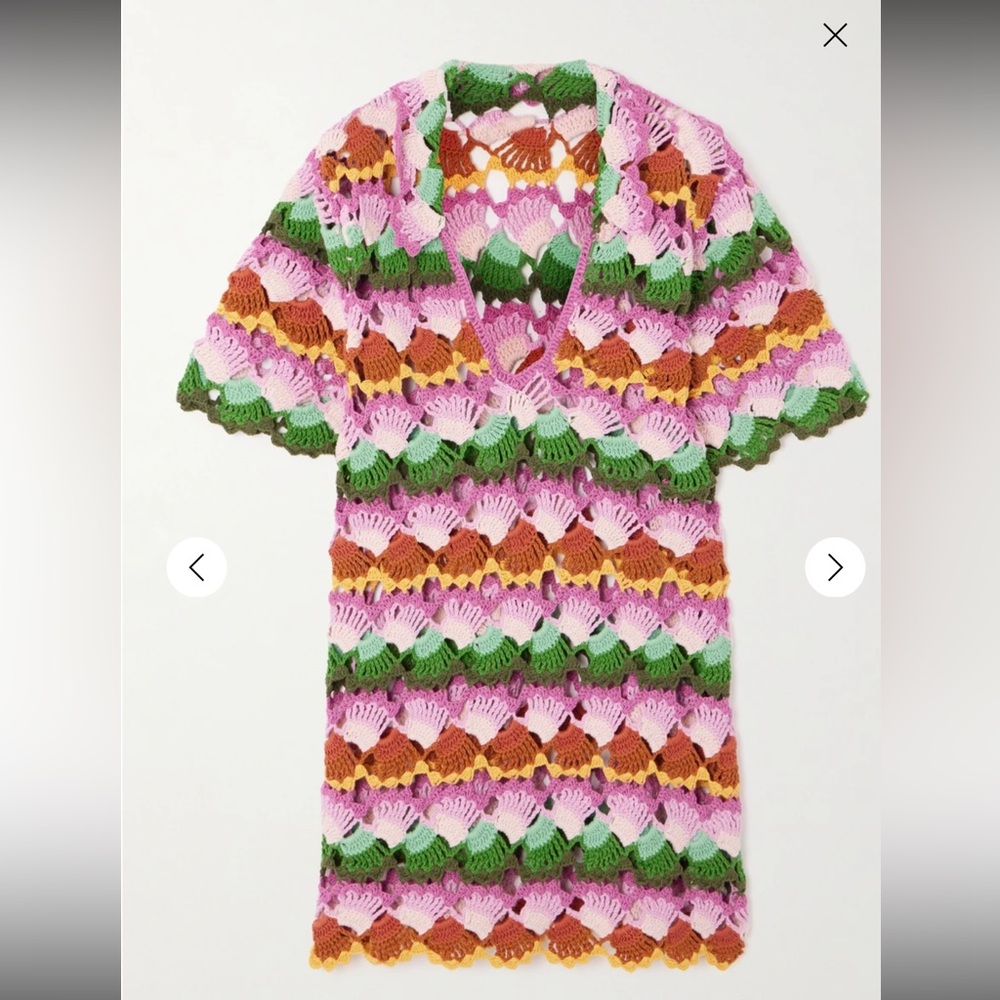 Farm Rio Bananas crocheted cotton- blend midi dress